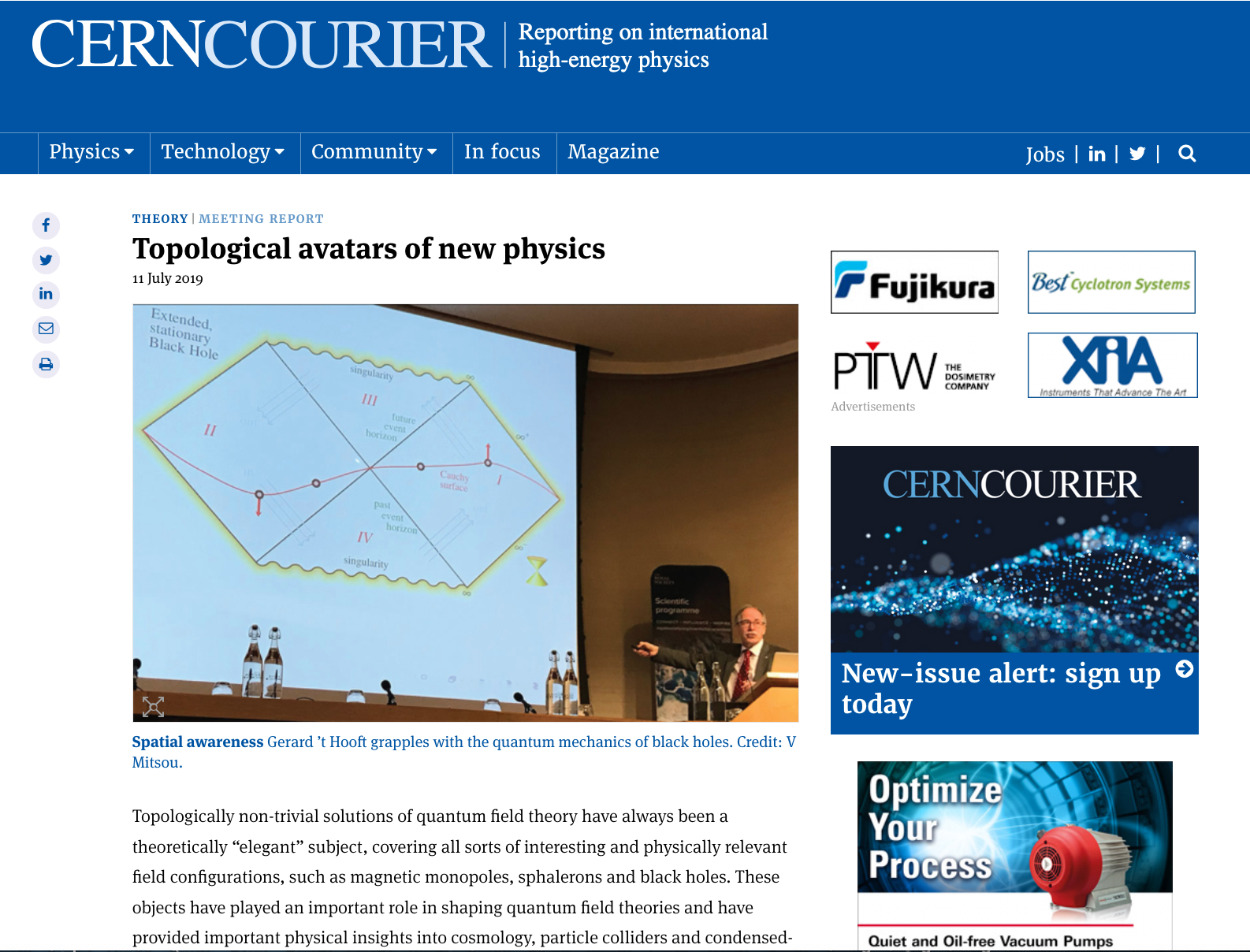 CERN Courier reports on the  Royal Society Hooke Meeting  on Topological Avatars of New Physics.